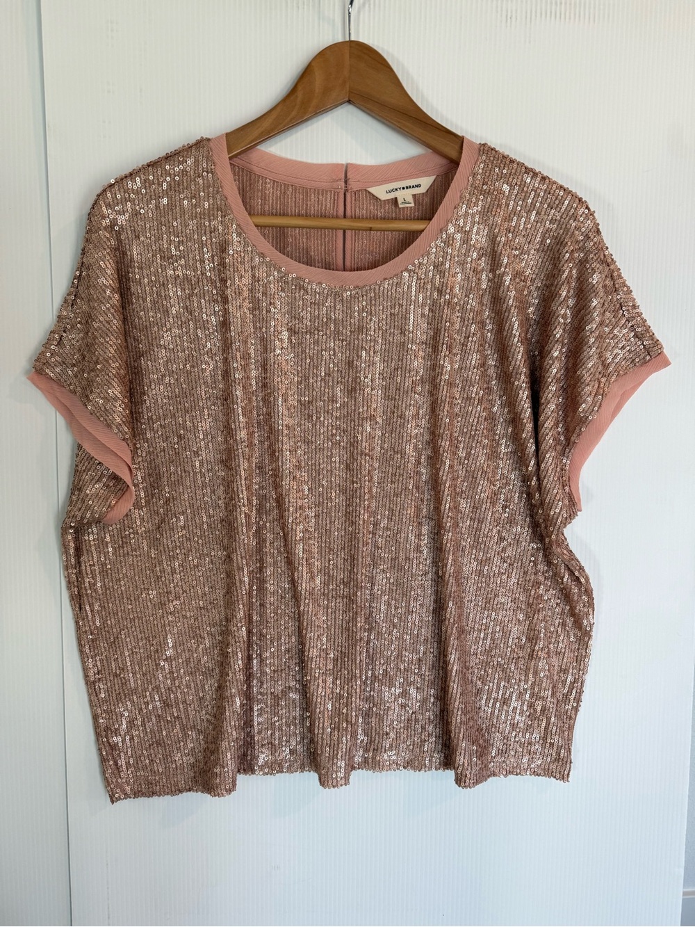 Lucky Brand Rose Gold Sequin Top